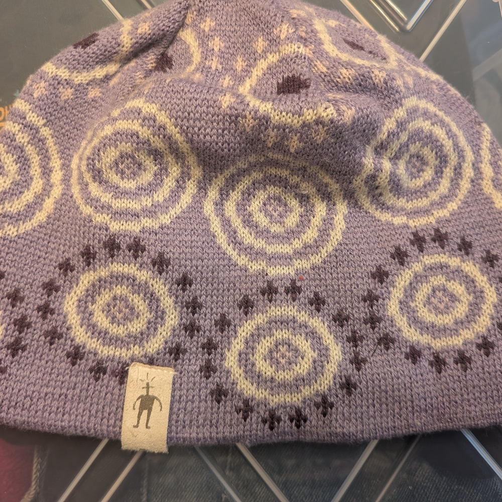 Smartwool Lavender and Cream Knit Kids Beanie